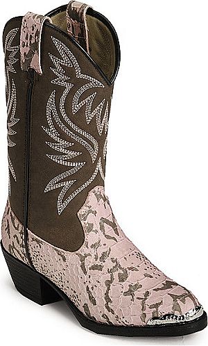 Childrens Pink Snake Print Cowboy Boots