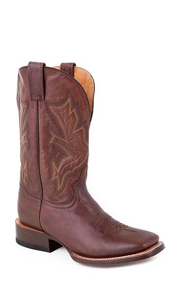 Mens Stetson Cafe Brown Wide Square Toe Boot