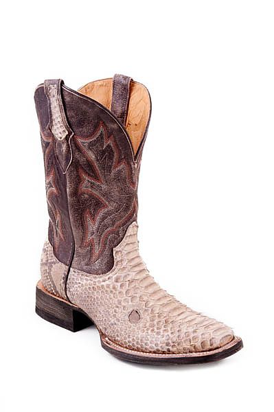 Mens Stetson Distressd Tan Python Boots