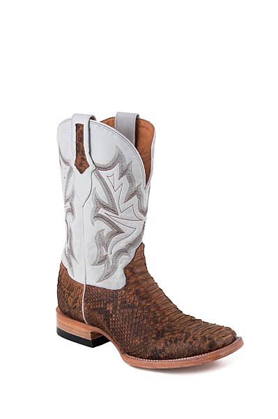 Mens Stetson Brown/White Exotic Python Boot