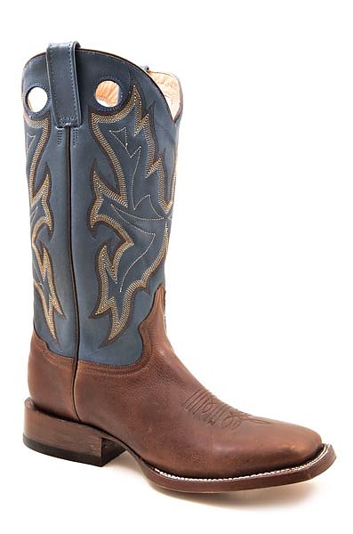 Mens Stetson Brown/Blue Square Toe Boot