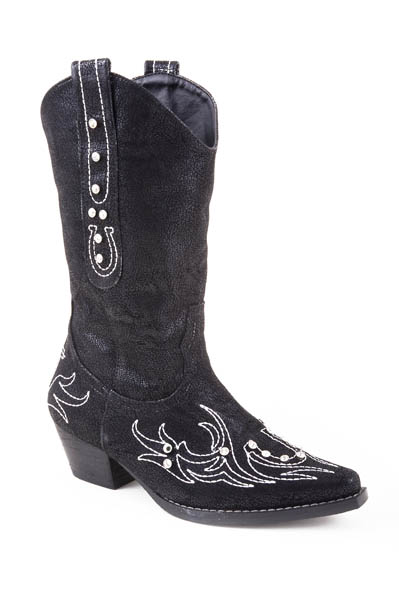 Children's Roper Black Faux Leather Fashion Boot