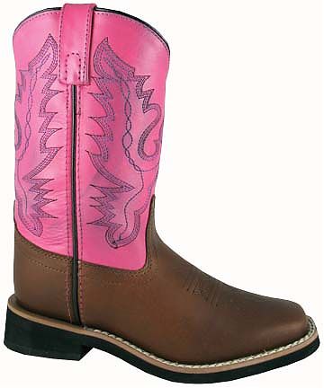 Smoky Boots Childrens Leather Pueblo Pink/ Brown