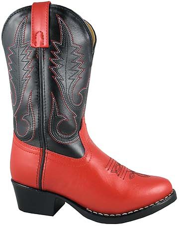 Smoky Boots Childrens Leather Rosewood Red/ Black