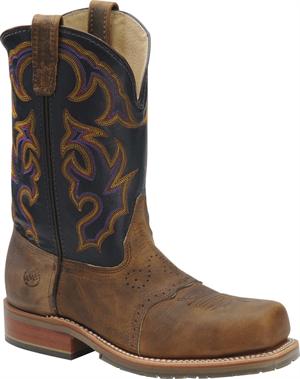 11" Men's Wide Square Steel Toe Roper Distressed with Navy Upper