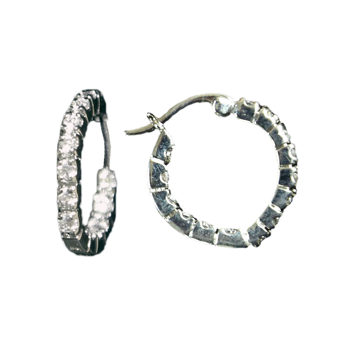 Silver Heart Hoop with Crystal Earrings (ER61504CZ)
