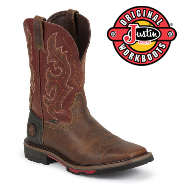 Men's Justin Boots Original RUGGED TAN WATERPROOF COMPOSITION TOE WK4627