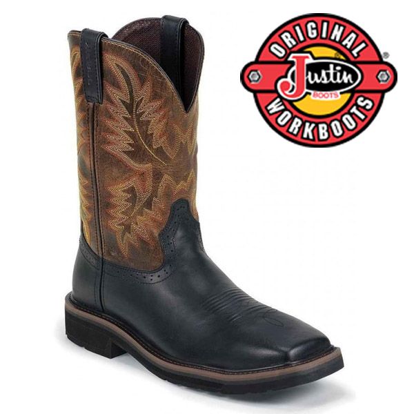 Men's Justin Boots Original Black Oiled Composition toe WK4818