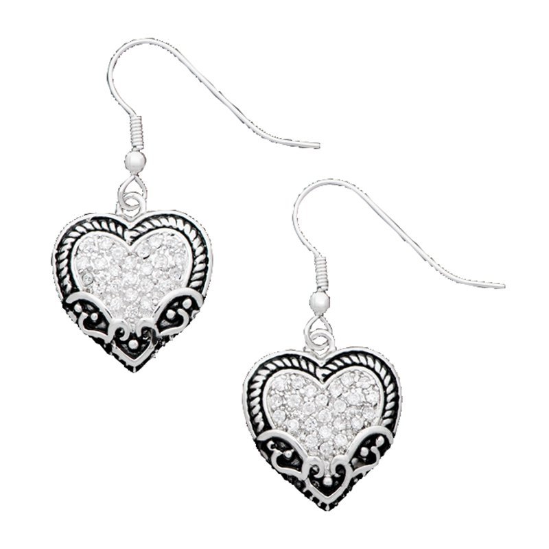 Vintage Charm Our Prairie Mothers Heart Earrings (ER1319CZ)