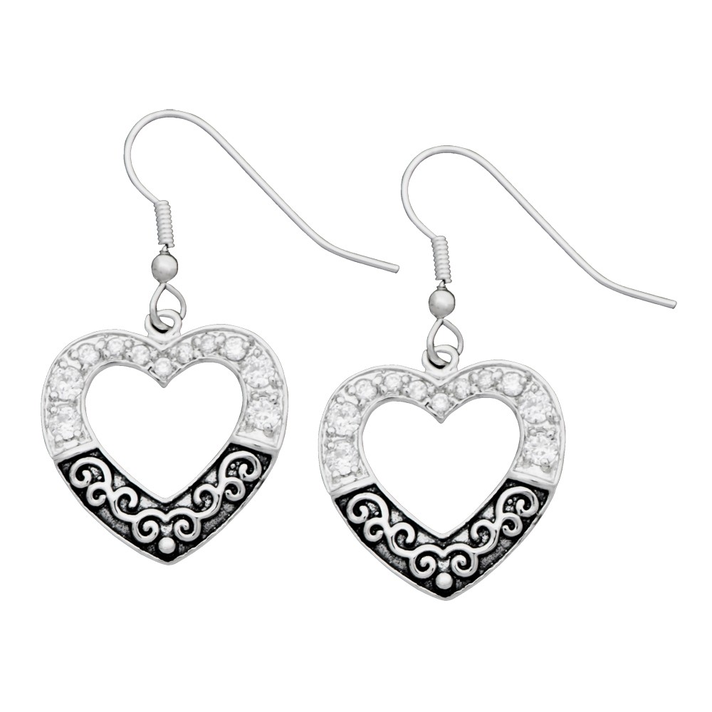 Vintage Charm Something Old Something New Heart Earrings (ER1325CZ)