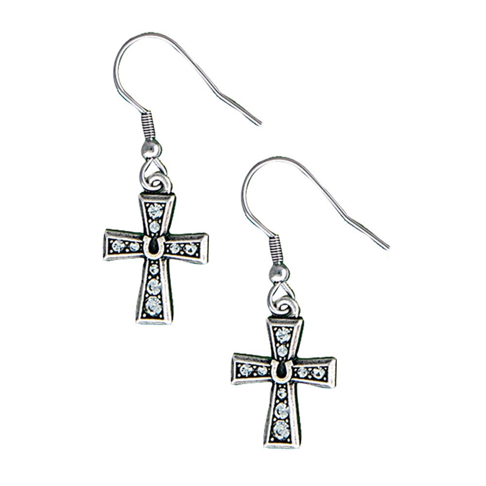 Vintage Charm Horseshoe Cross Dangle Earrings (ER1351)