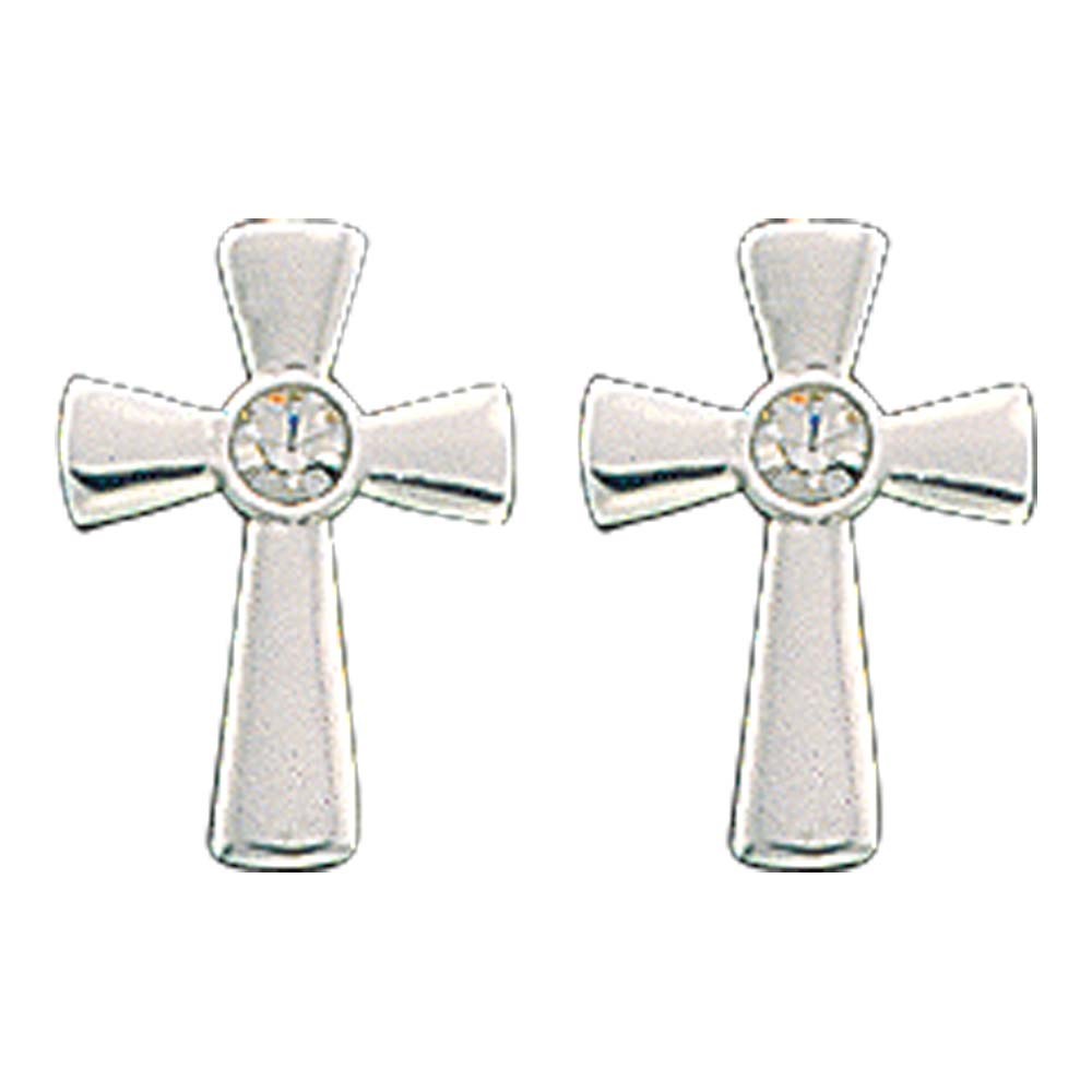 Tiny Silver Cross Post Earrings (ER61129)