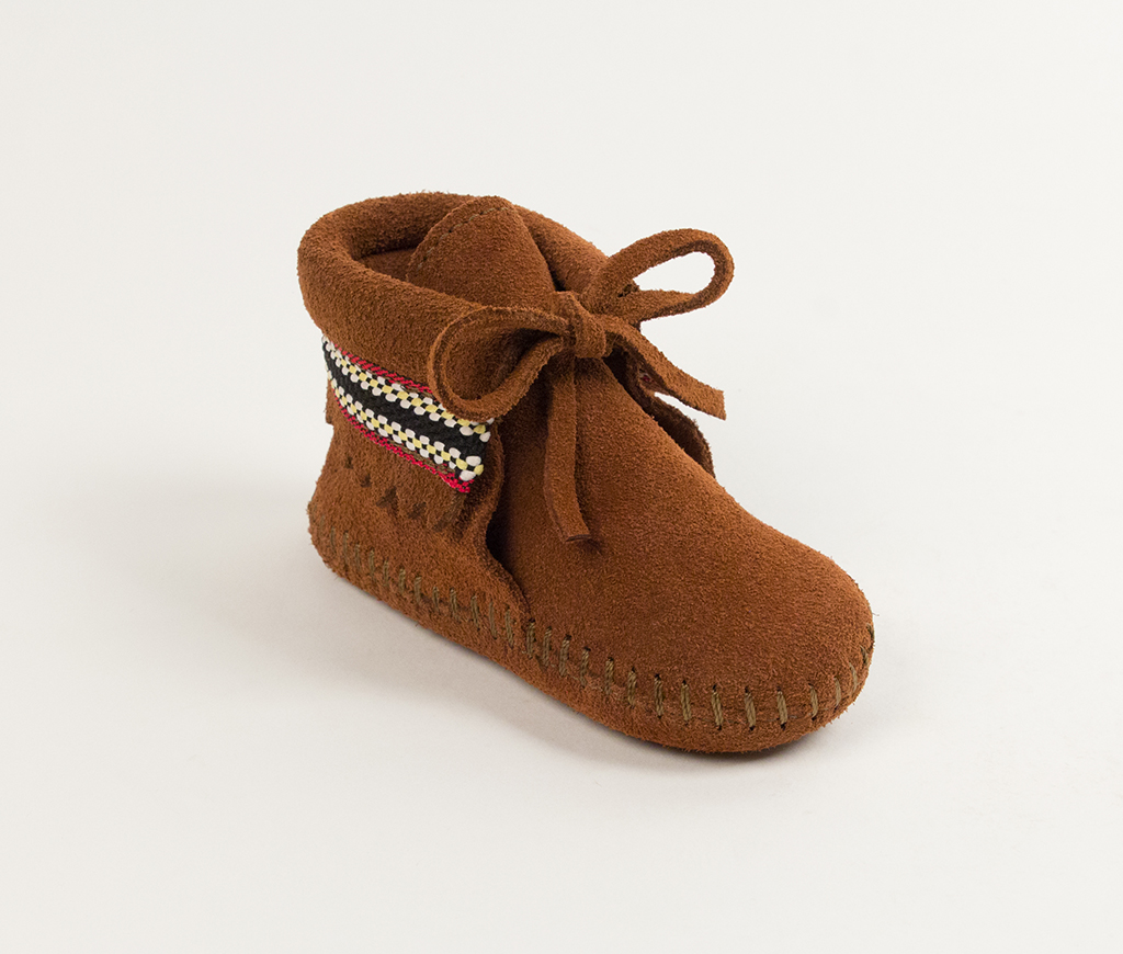 Infant Brown Suede Braid on Cuff Bootie