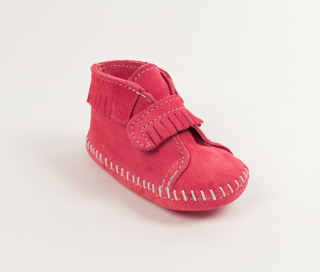Infant Pink Suede Front Strap Bootie