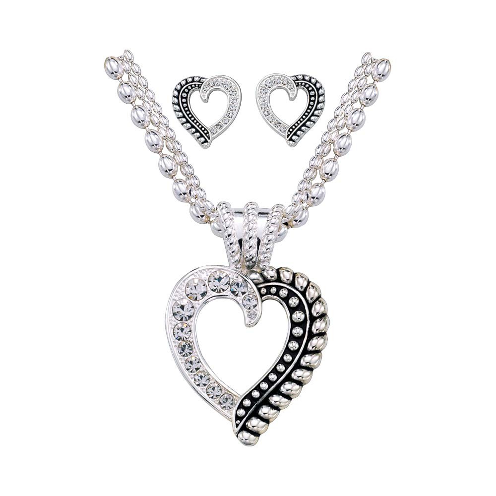 Twisted Rope and Crystals Heart Jewelry Set (JS1041)