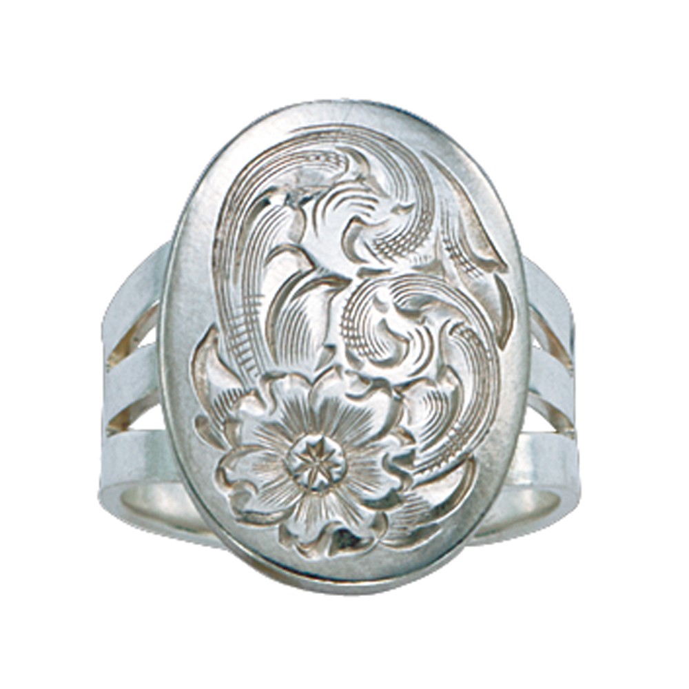 Bright Cut Silver Concho Ring (RG32)