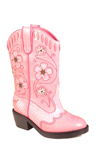 WESTERN LIGHTS PINK WITH PINK PIPING LIGHTED BOOT