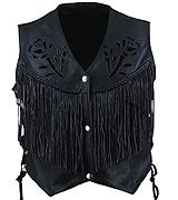 Women's Black Rose Vest w/ Fringe