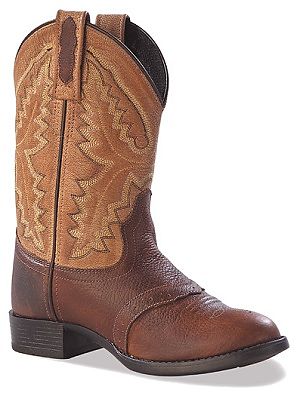 Jama Leather Cowboy Boots in Two Tone Brown