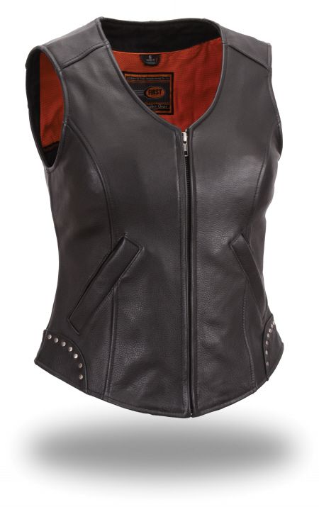 Women's Zip Front Vest w/ Stud Design