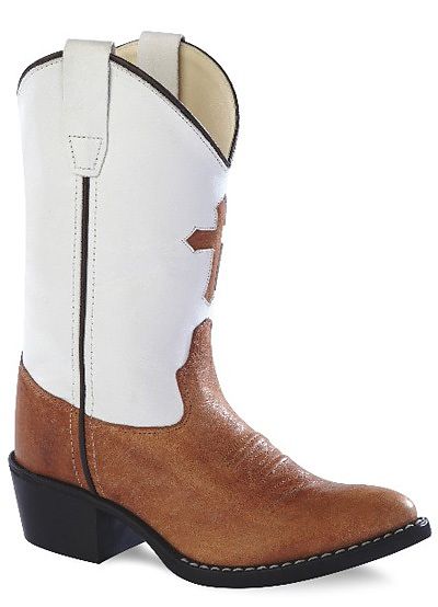 Jama Kids Leather Western Boots with Cross Inlay