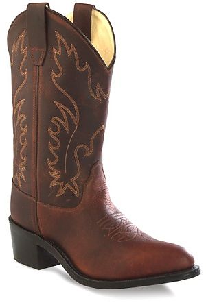 Kids Leather Cowboy Boots in Oiled Rust
