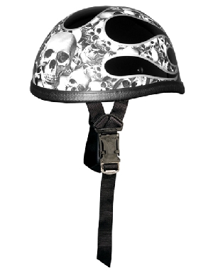 Silver Flame Multi Skull Novelty Helmet
