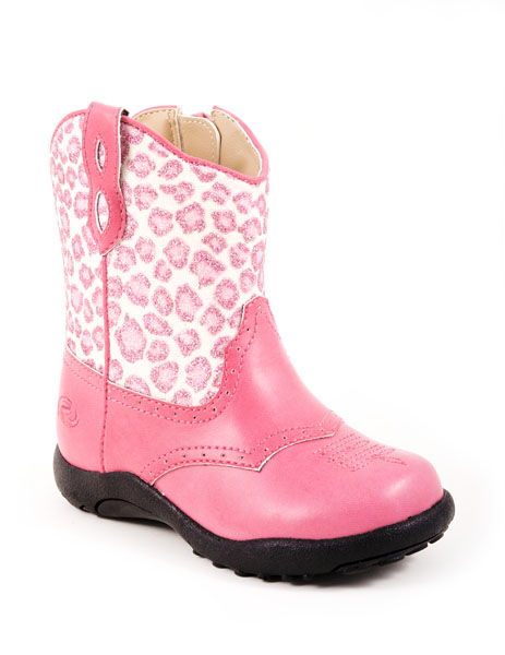 KIDS LEOPARD GLITTER PRINT FASHION BOOT PINK