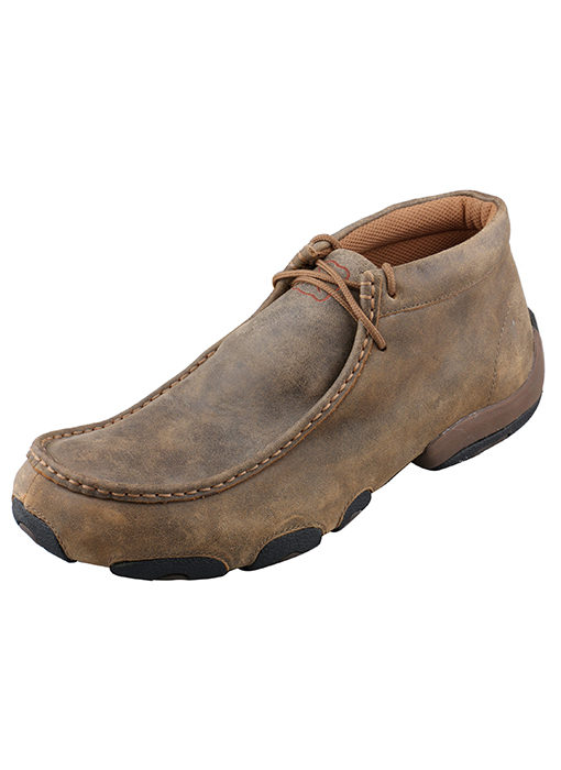 Mens Twisted X Boots Driving Moc in Distressed Brown Bomber