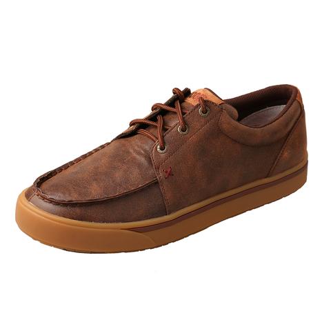 Mens Brown Leather Hooey Lopers Moc Sneaker Shoes