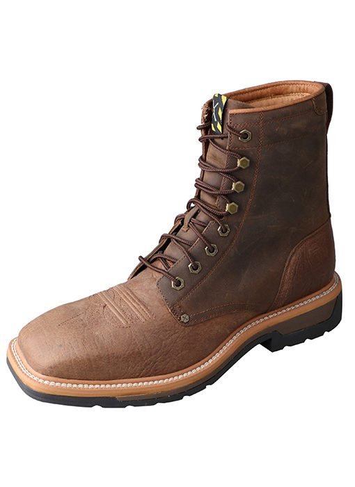Mens Lite Cowboy Lacer Workboot  Distressed Saddle/Distressed  Steel Toe