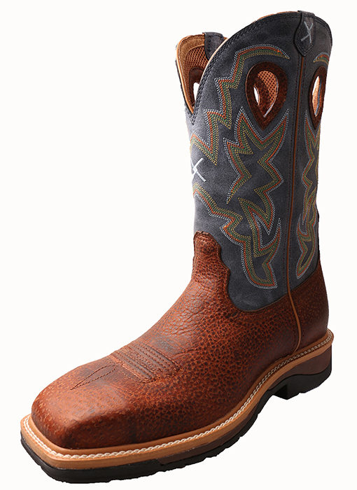 Mens Lite Cowboy Workboot  Peanut Distressed/Navy