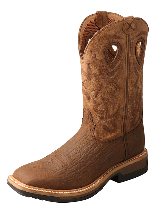 Mens Lite Western Work Boot  WP Dark Brown/Tan