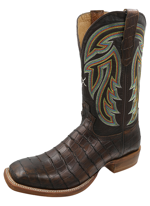 Mens Rancher Boot Chocolate Gator Print 