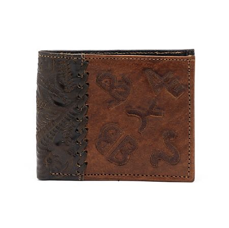 American West Mens Chocolate/Antique Brown Bi-Fold Leather Wallet