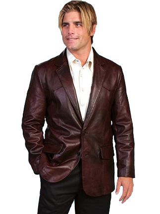 Black Cherry Leather Blazer