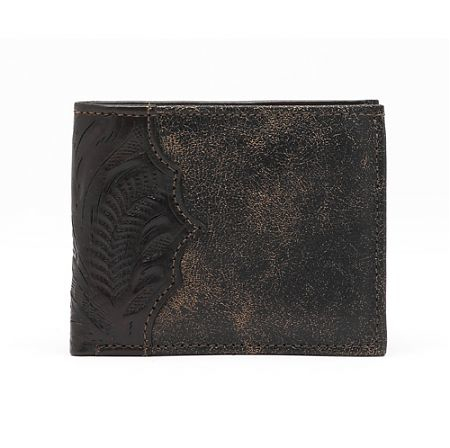 American West Mens Distressed Brown Bi-Fold Leather Wallet