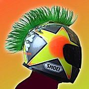 Green Motorcyle Helmet Mohawk