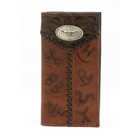 American West Mens Chocolate/Antique Brown Leather Rodeo Wallet