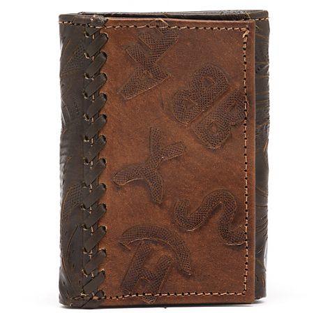 American West Mens Chocolate/Antique Brown Tri-Fold Leather Wallet