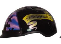 Helmets Inc. Vented Purple and Pink Cross Half Helmet