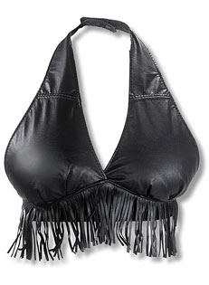 Leather Fringe Halter Top