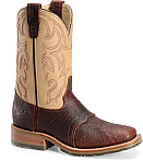Mens Brown Wide Square Toe Bison Double H Boots