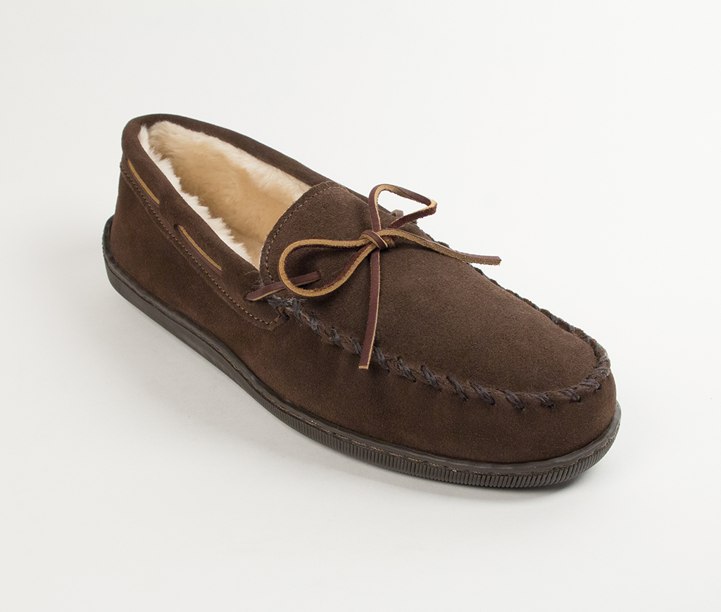 Mens Pile Lined Hardsole Chocolate Suede