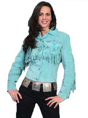 Scully Leather Coat Fawn Turquoise