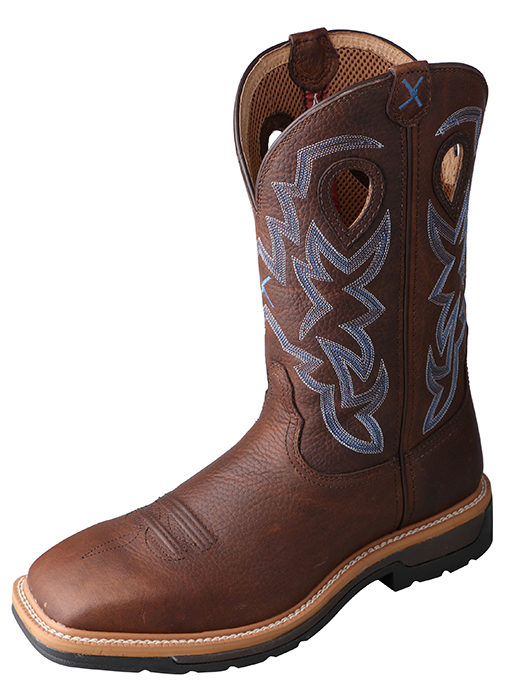 Mens Lite Weight Twisted X Boots in Brown Pebble