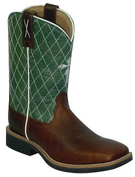 Youth Twisted X Lime & Pebble Pull-On Cowboy Boots