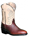 Pocono Leather Cowboy Boots in Cream & Brown 